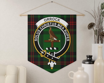 Orrock Clan Crest Tartan Pennant: Scottish Heritage, Wall Decor, Family Pride
