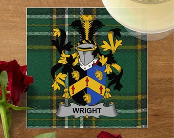 Irish National Tartan Wright Familienname Wappen, Hochzeits- und Brautmittagessen-Getränkeservietten, Familientreffen-Andenken