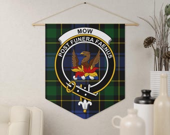 Mow Clan Crest Tartan Pennant: Scottish Heritage, Family Pride, Decorative