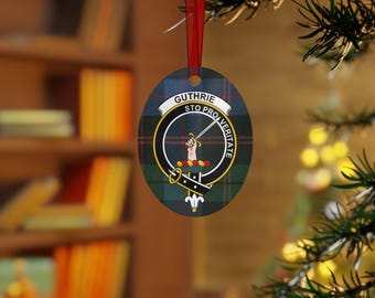 Guthrie Clan Crest Christmas Ornament, Scottish Tartan Decoration