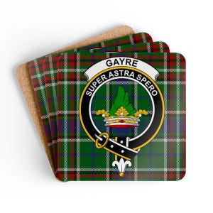 Gayre Coaster Set: Tartan, Scottish Clan Crest, Drink Coasters