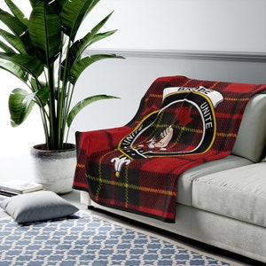 Clan Brodie Scottish Tartan Crest Blanket, Scottish Clan Gift, Soft Tartan Blanket, Scottish Roots Plaid Blanket