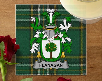 Flanagan Irish Tartan Wappen Getränke- und Mittagessen-Servietten, keltisches Hochzeitsdekor, Brautdusche Zubehör, Familientreffen Gefälligkeiten
