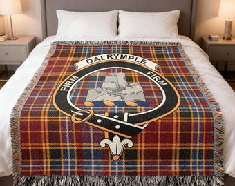 Dalrymple Clan Tartan Woven Blanket, Rich Scottish Heritage, Cozy Family Heirloom