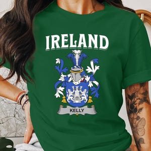 Kelly Family Reunion T-Shirt, Kelly Irish Surname Coat of Arms Tee, St Patricks Day Kelly Clan Shirt, Kelly Celtic Festival Apparel