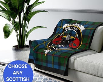MacLeod Clan Crest Tartan Blanket, Scottish Clan MacLeod Tartan Throw, Clan MacLeod Family Crest Blanket