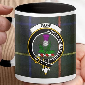 Gow Clan Crest Mug, Scottish Tartan Mug, Family Heritage Gift, Scotland Souvenir, Scottish Gift, Clan Pride, Unique Mug Design