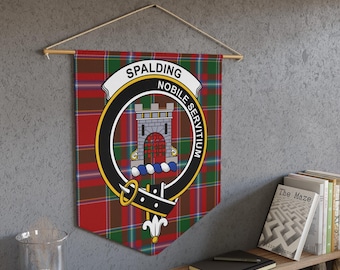 Spalding Clan Crest Pennant: Tartan Scottish Heritage Decorative Home Decor