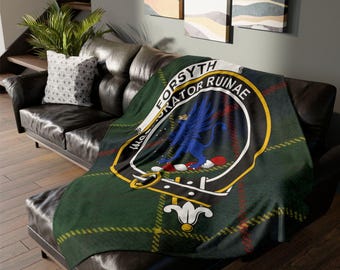 Forsyth Clan Crest Decke: Schottenkaro Minky Fleece Überwurf