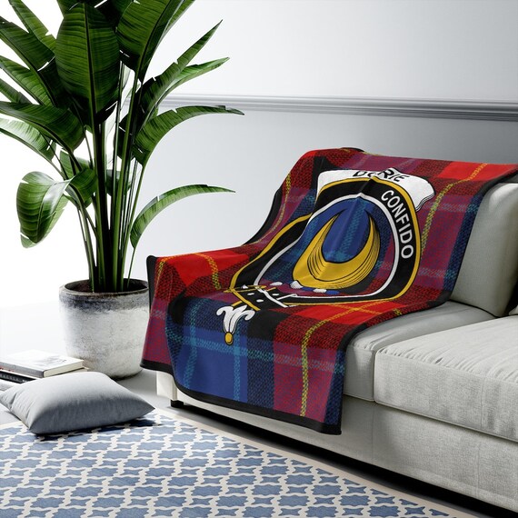 Clan Durie Scottish Tartan Crest Blanket Scottish Clan Gift Soft Tartan Blanket Scottish Roots Plaid Blanket