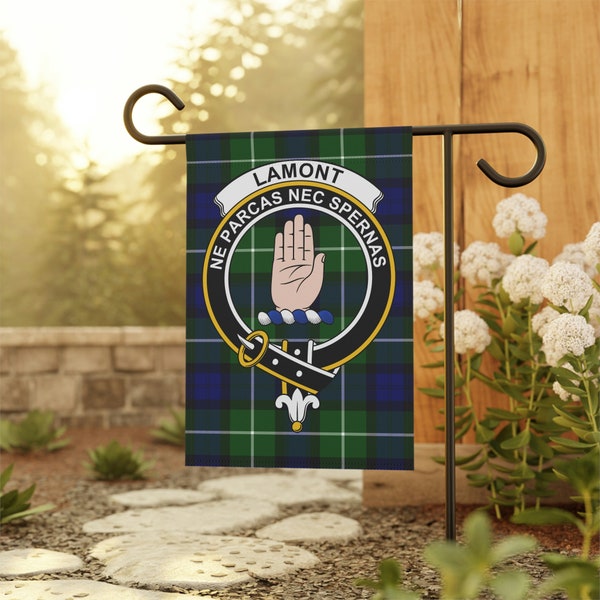 Lamont Clan Scottish Tartan Garden Banner, Lamont Family Crest Bandera de Escocia