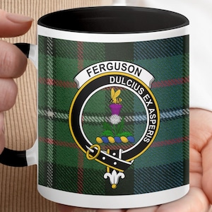 Ferguson Clan Crest Mug, Scottish Tartan Mug, Scottish Clan Gift, Heritage Mug, Family Pride Mug, Scotland Forever