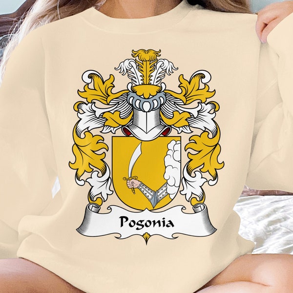 Unisex Heraldic Crest T-Shirt, Pogonia Family Surname Polish Emblem