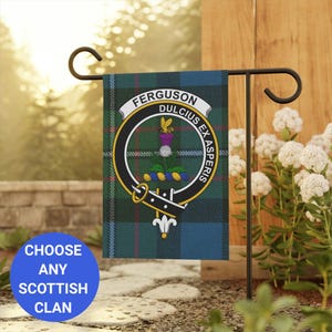 Ferguson Clan Garden Flag, Scottish Clan Crest Tartan Garden Flag, Decorative Clan Garden Flag, Outdoor Scottish Plaid Flag