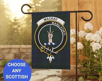 Bandera de jardín del clan Mackay: escudo de tartán escocés, decoración tradicional