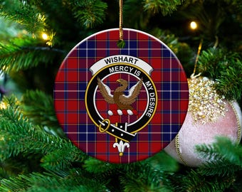 Wishart Keramikverzierung, schottisches Clanwappen, Familienerbegeschenk, Tartan-Plaidmuster, Scottish Pride, Clan Wishart Andenken