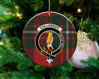 Callander Clan Ceramic Ornament, Scottish Family Crest, Tartan Plaid Gift, Scotland Heritage Decor, Unique Keepsake Ornament