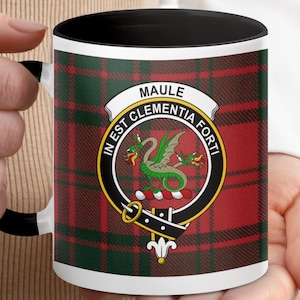 Maules Scottish Clan Mug, Crest Tartan Coffee Mug, Scotland Family Gift, Scottish Heritage Mug, Clan Pride Present
