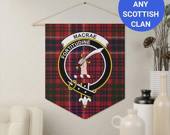 Clan MacRae Scottish Pennant: Family Crest, Highland Decor (18x21)