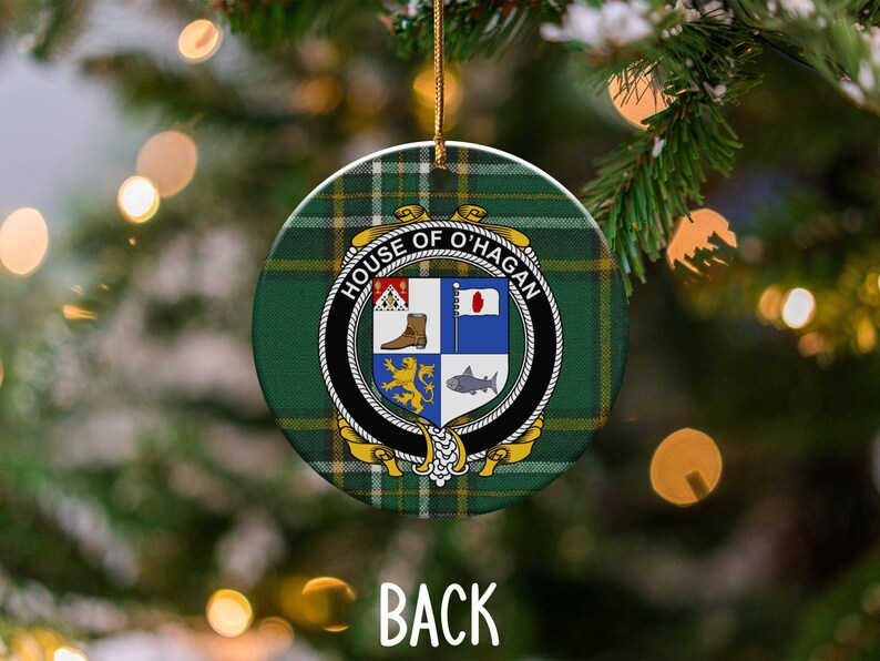 O'hagan Irish Surname Crest Coat of Arms Irish National Tartan