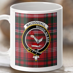 Macdougall Clan Crest Mug, Scottish Tartan Mug, Customizable Clan Mug, Scottish Gift, Family Heritage Mug, 11oz 15oz Mug