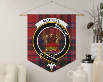 Fanion tartan écusson du clan Macgill : fierté écossaise, emblème héraldique, unique