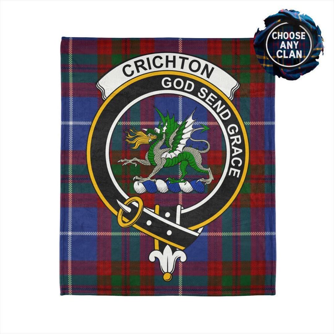 Crichton Crest Premium Blanket - Black Celtic Cross Style