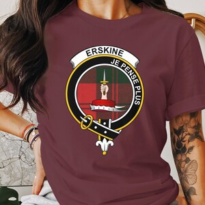 Erskine Clan Crest T-Shirt, Sweatshirt, Hoodie, Scottish Heritage, Family Gift, Tartan, Lineage