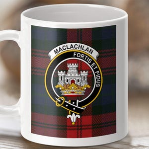 MacLachlan Clan Mug, Scottish Tartan Mug, Celtic Gift, Family Heritage, Unique Coffee Mug, Scottish Clan Crest Mug, Ancestry Gift Idea