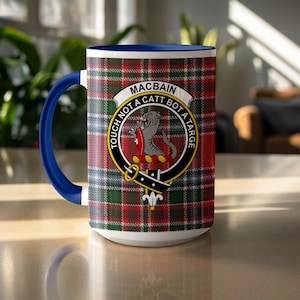 MacBain Clan Crest Mug, Tartan Mug, Scottish Mug, Scottish Gift, Clan Mug