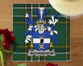 Richardson Familienwappen auf irischem Tartan, Braut Luncheon Servietten, Hochzeitsdeko