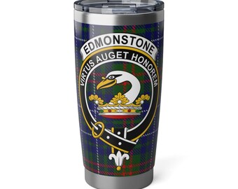 Edmonstone Clan Crest 20oz Stainless Steel Travel Tumbler | Scottish Tartan