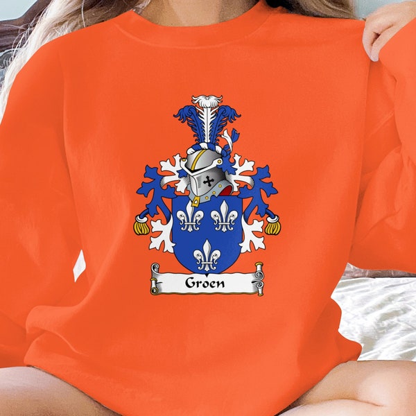 Unisex Heraldic Shield T-Shirt, Groen Dutch Family Crest Hoodie, Medieval Armor Sweatshirt, Ancestry Apparel Gift