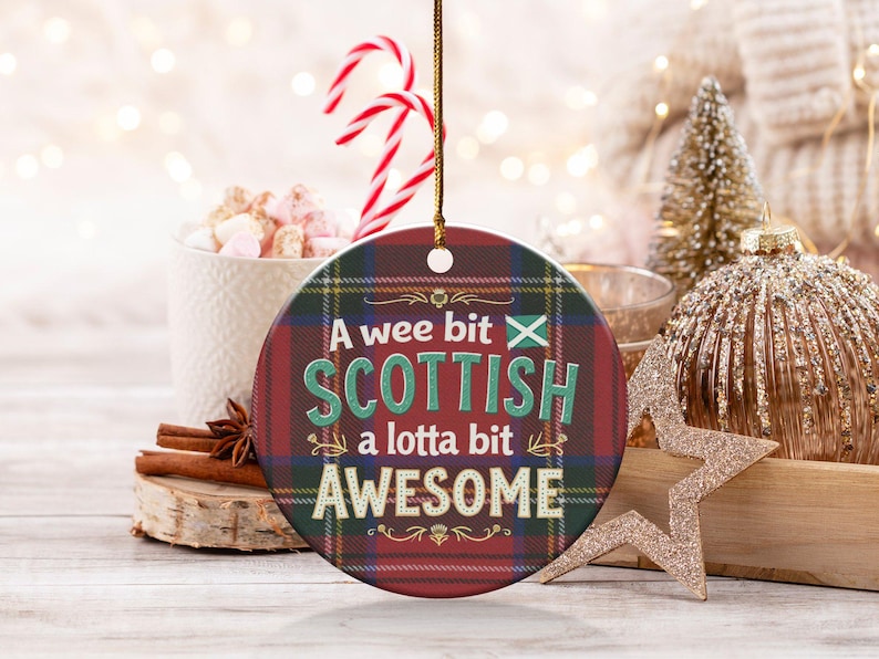 Scottish Christmas Tree Ornament, Tartan Plaid Decoration, Holiday Gift