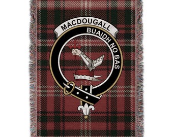Couverture avec écusson du clan MacDougall : souvenir du patrimoine en tartan écossais