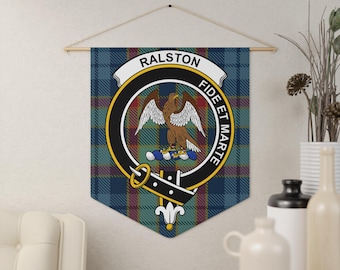 Ralston Clan Crest Tartan Pennant: Scottish Heritage, Family Pride, Eagle