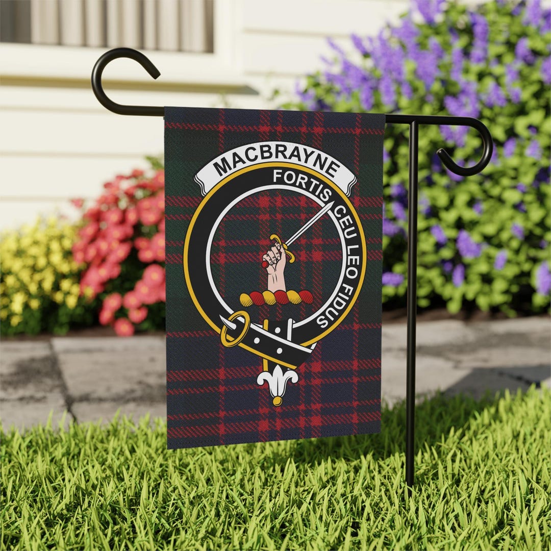 MacRae Hunting Ancient Tartan Crest Garden Flag