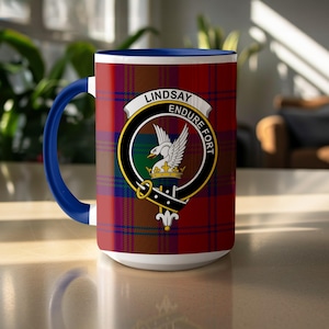 Lindsay Clan Crest Mug, Scottish Tartan, Heritage Gift, Ancestry Mug, Clan Pride, Scottish Mug, Unique Gift, Family History