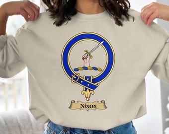 Nixon Clan Crest T-shirt, skotskt arvströja, släktnamnsgåva, Ancestry Pride-tröja, kläder för skotsk historia, unik skotsk gåva