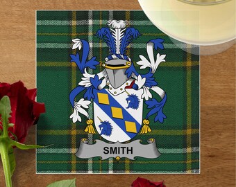 Serviettes de table Smith personnalisées avec armoiries, réunion de famille tartan irlandais, décoration de mariée et de mariage