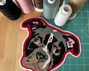 LARGE - Handmade Handcranked Chainstitch Embroidered Custom Pet Portrait PATCH