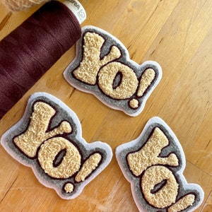 Handmade Handcranked Chainstitch Embroidered YO! Philly Chenille Vintage Patch