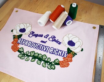 Handmade Chainstitch Embroidered Reproductive Rights Banner