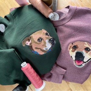 Handmade Handcranked Chainstitch Embroidered Custom Pet Portrait Sweatshirt