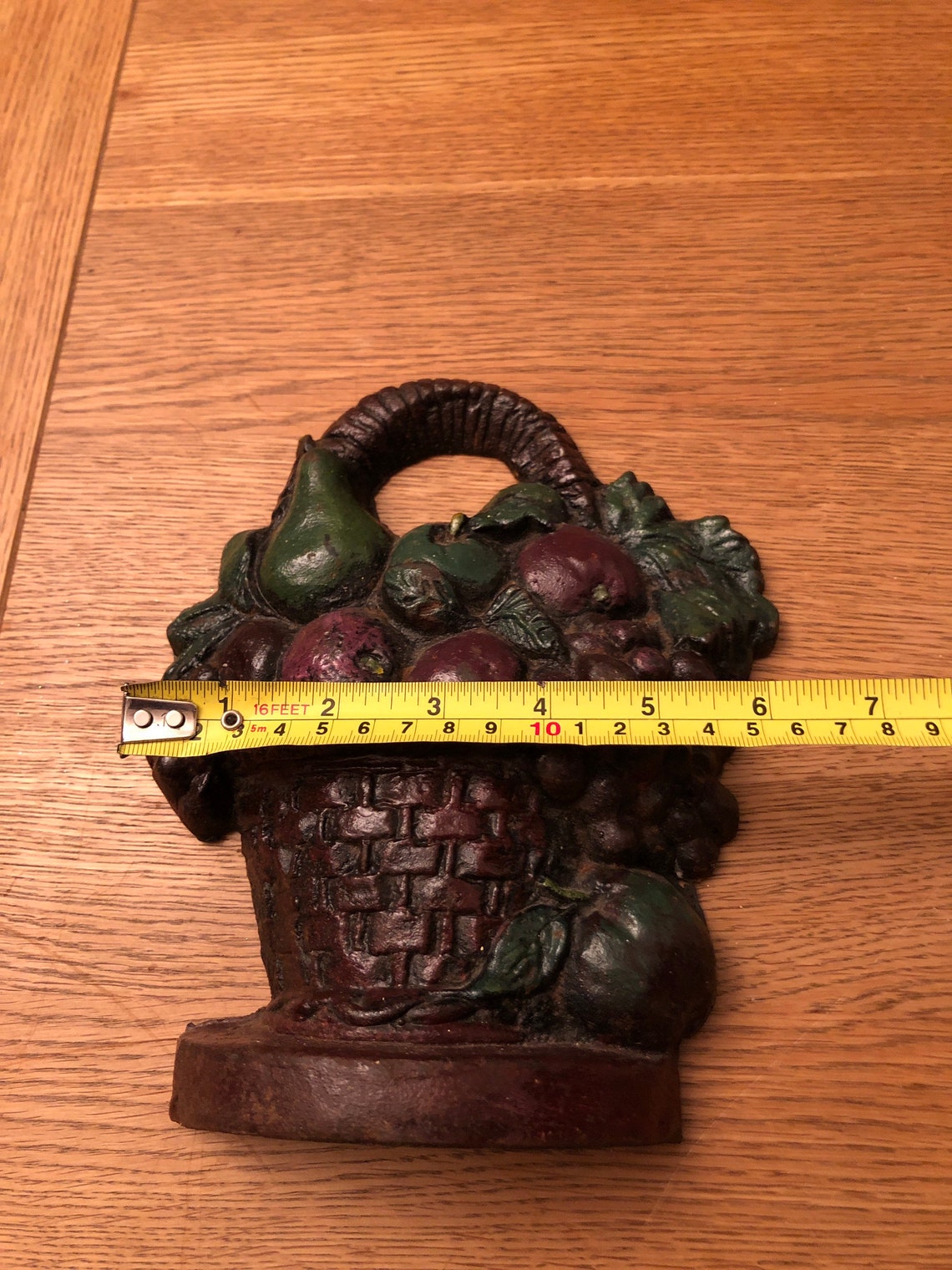 Cast Iron Vintage Fruit Basket Doorstop Etsy