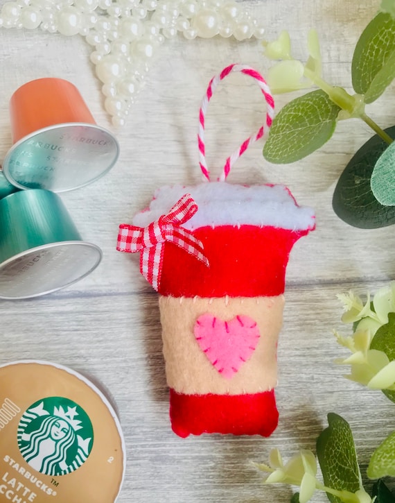 Handmade Coffee Cup, Felt Decor, Christmas Gift,holiday Ornament, Gift  Wrapping Accessories, Coffee Lover, Christmas Coffee Cup,secret Santa 