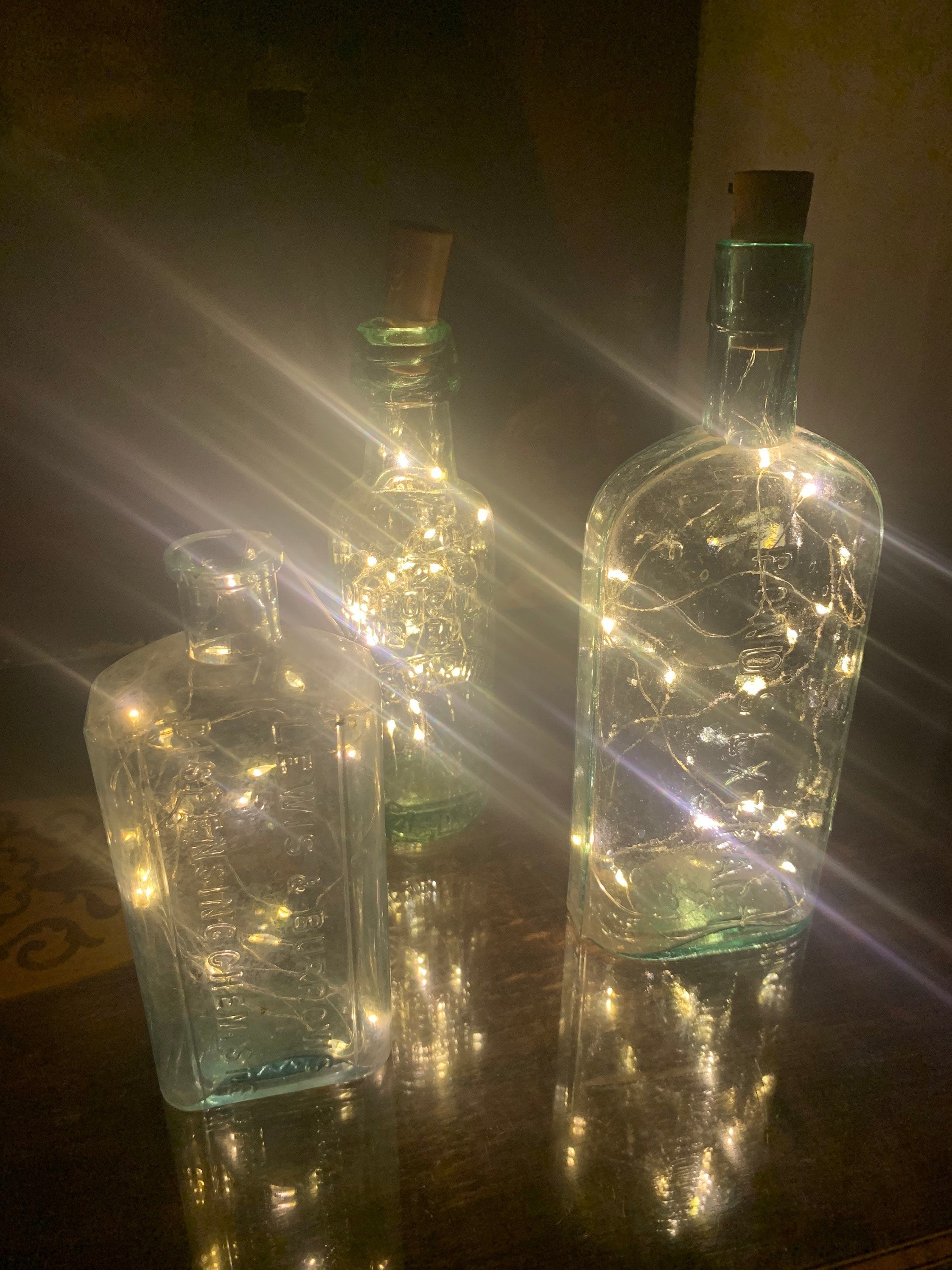 Vintage Glass Bottles Decorative Glass Bottles Fairy Light Etsy