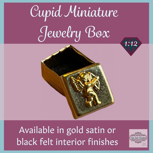 Cupid Miniature Jewelry Box for 1:12 Dollhouse - Mini Candy Box, Memorabilia Box, Chocolate Box, Ring Box, Earring Box, Trinket Box