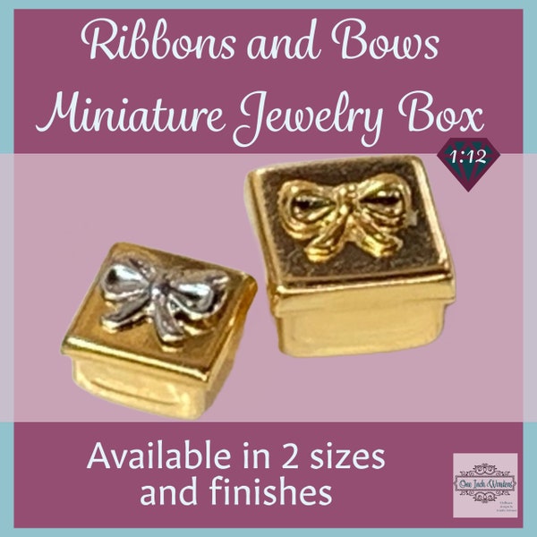 Ribbons and Bows Miniature Doll Jewelry Box - 1:12 dollhouse box for candy, trinkets, memorabilia, snuff, earrings, or other tiny treasures