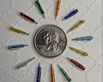 Colorful Miniature Ballpoint Doll Pens for Library, Desk, School or Office - Handmade for 1:12 Dollhouse, Diorama, or Room Box